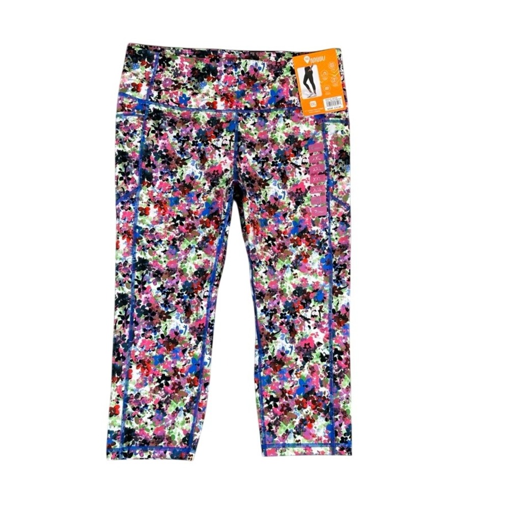 NWT MuuV Floral Capri Active Leggings XXL Multicolor Wicking Pocket 269394